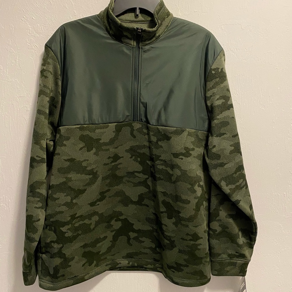 PGA Tour Army Camo Green Pullover Quarter Zip Jacket Size Large